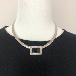Silver tone and Black Necklace